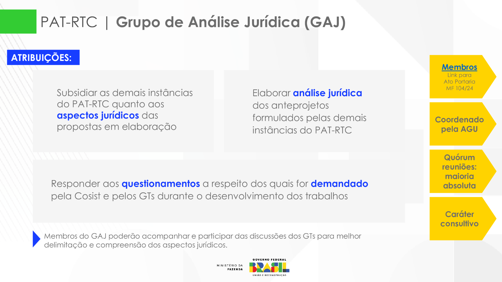 PAT-RTC | Grupo de Análise Jurídica (GAJ)