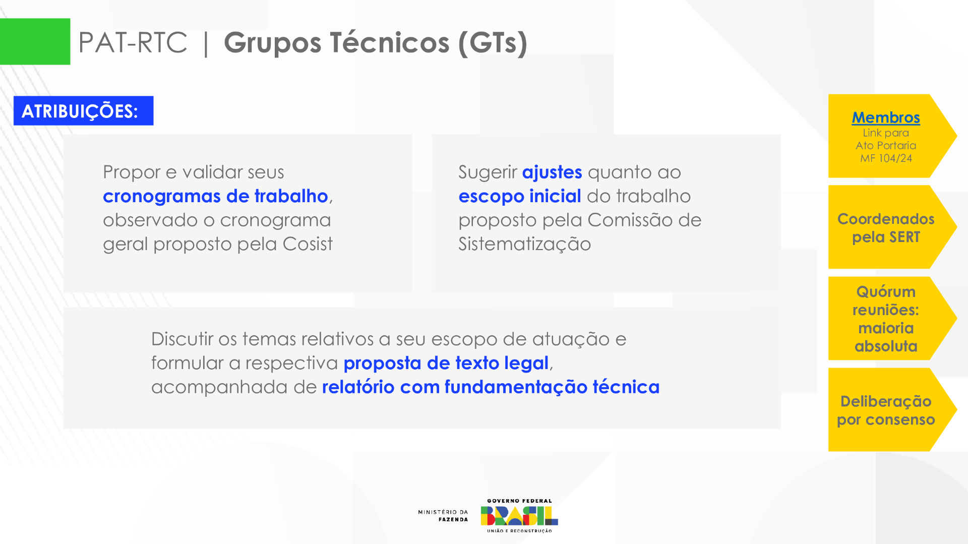 PAT-RTC | Grupos Técnicos (GTs)