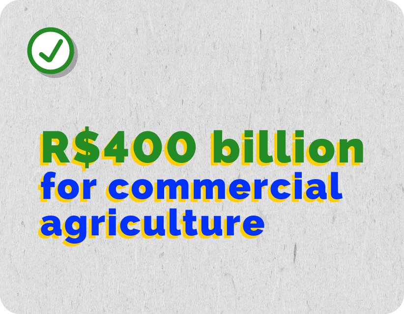 Banner - R$400 billion to the agribusiness
