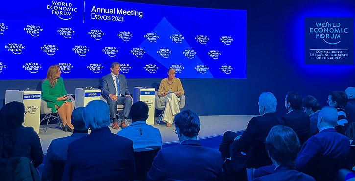 Ministro da Fazenda, Fernando Haddad, e ministra do Meio Ambiente, Marina Silva, participam da Special Session no Fórum Econômico Mundial em Davos. Crédito: Secom/PR