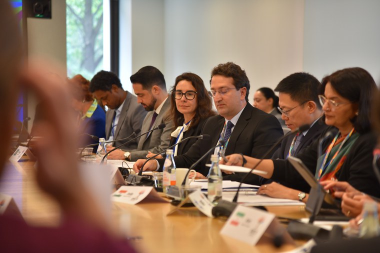 A embaixadora Tatiana Rosito, secretária de Assuntos Internacionais da Fazenda, presidiu a Sessão de Engajamento do Brics, em busca do aprimoramento da governança global. Foto: Siyu Yan/Banco Mundial