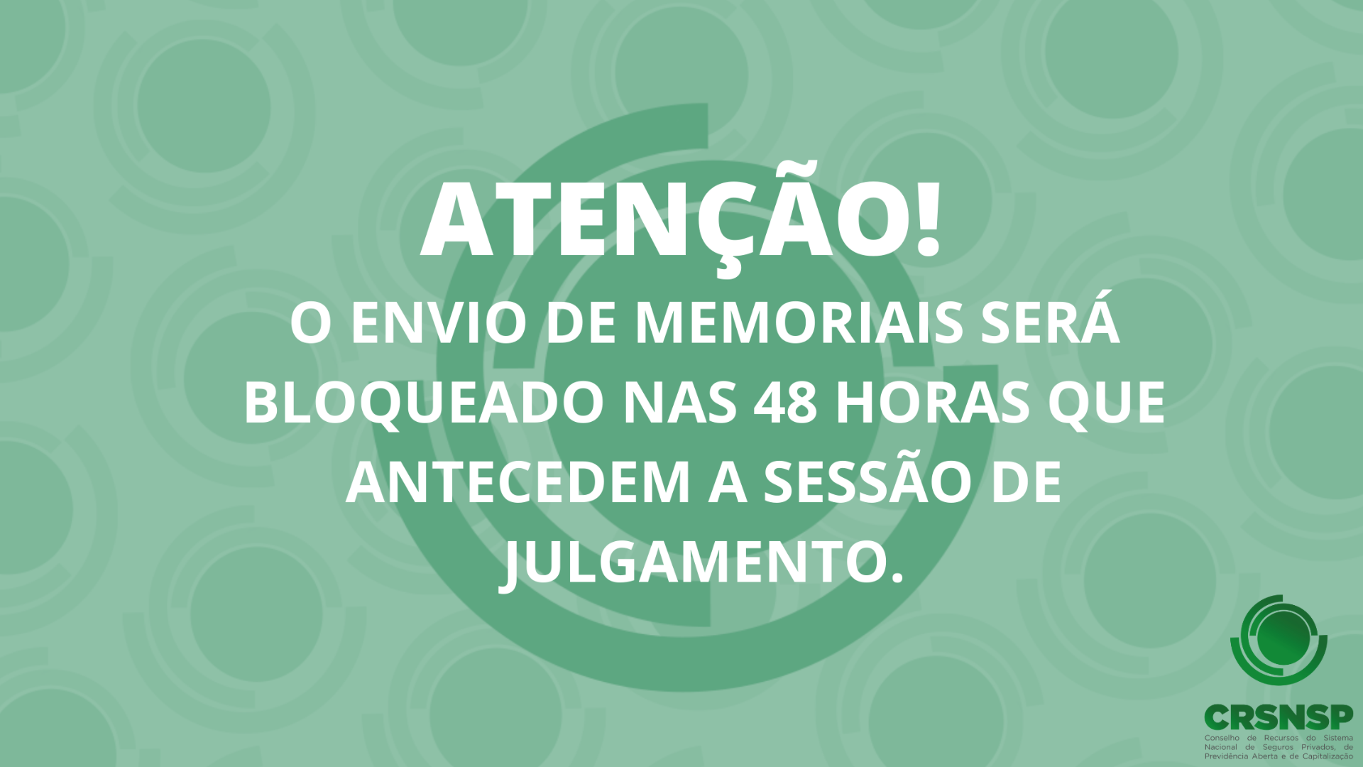 Envio de memoriais CRSNSP