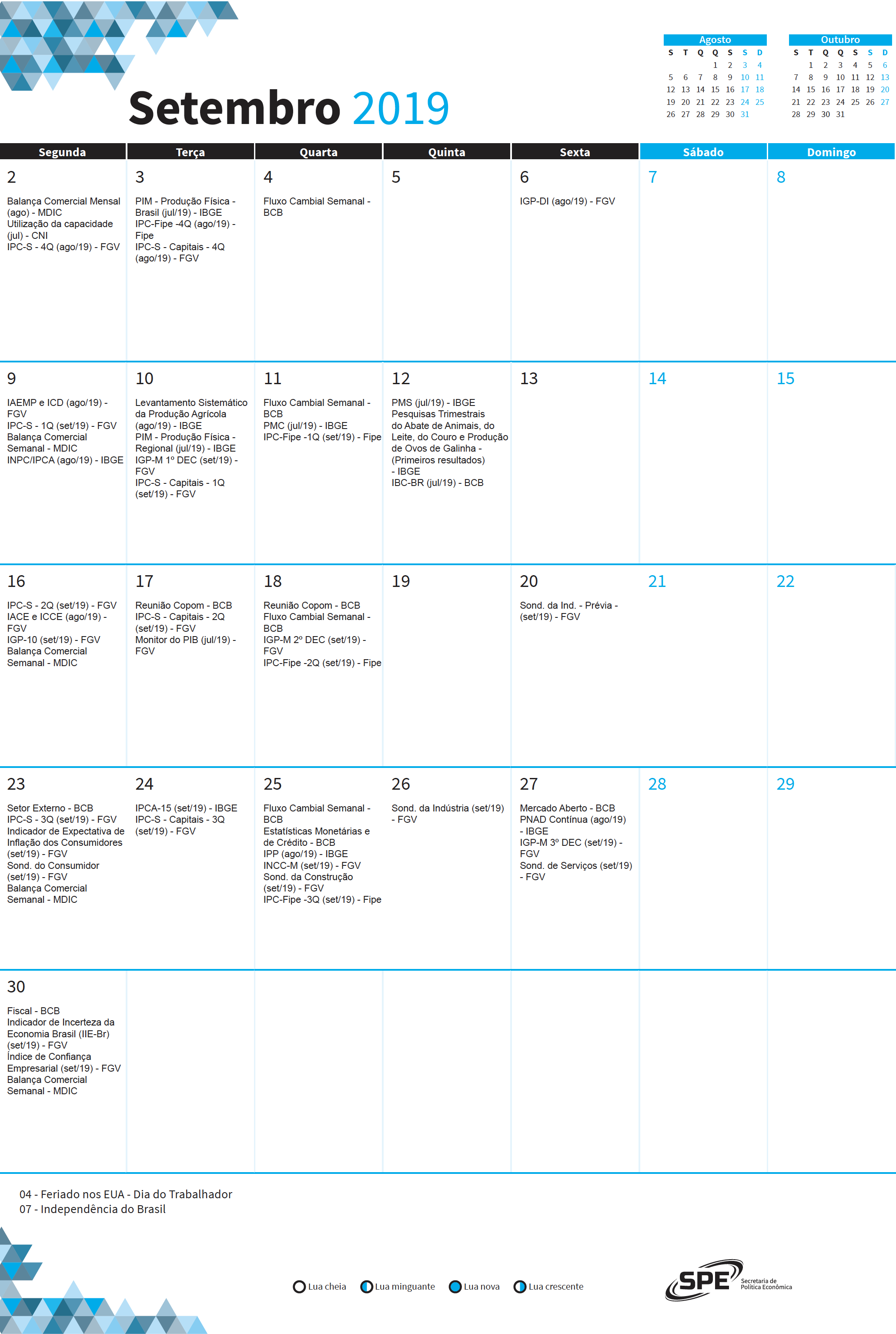 Calendario de Indicadores de Setembro-19