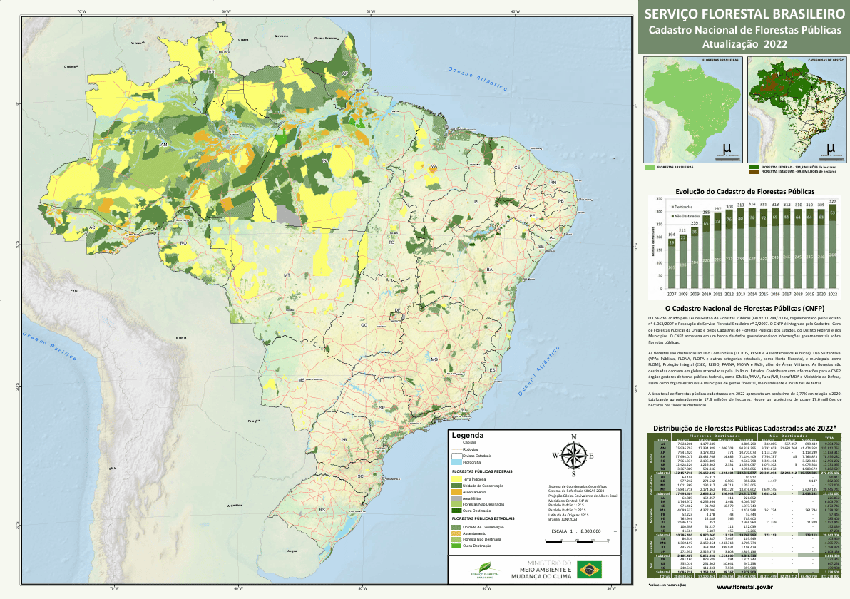 Mapa do Cadastro Nacional de Florestas Públicas