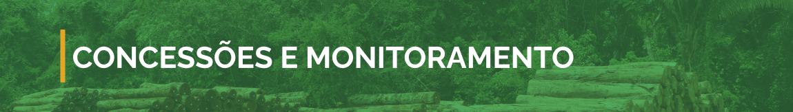 Banner verde com fundo florestal e o texto “Concessões e Monitoramento” em letras brancas.