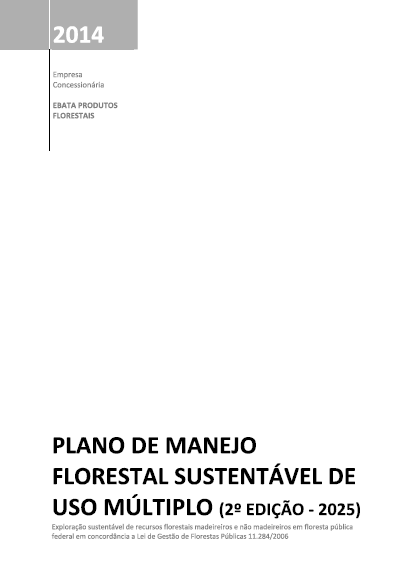 Capa do documento Plano de Manejo Florestal Sustentável, 2ª edição, 2025..