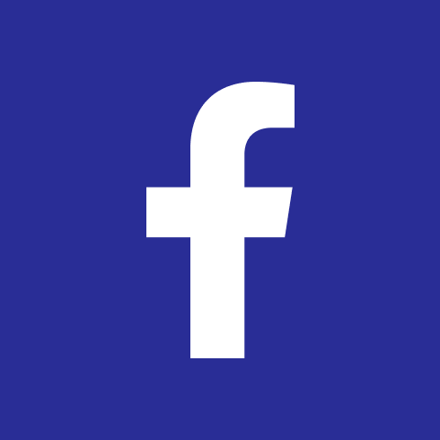 Ícone do Facebook. A imagem mostra a letra “f” em branco, centralizada sobre um fundo azul sólido.