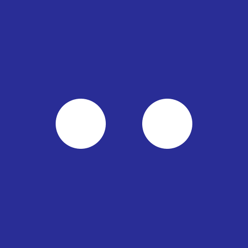 Ícone com fundo azul sólido. No centro, aparecem dois círculos brancos, posicionados lado a lado, co