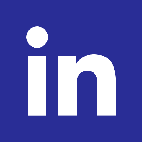 Ícone do LinkedIn. A imagem apresenta as letras “in” em branco, centralizadas sobre um fundo azul só