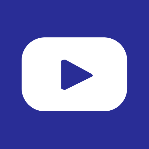 Ícone do YouTube. A imagem apresenta um retângulo branco com cantos arredondados e, ao centro, um tr