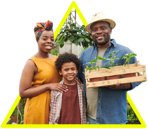 Familia representando trabalhadores da agricultura familiar