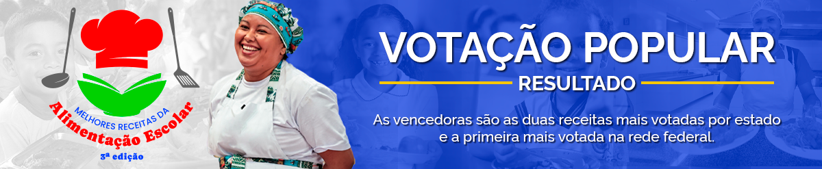 Imagem com Merendeira e texto Votação Popular.