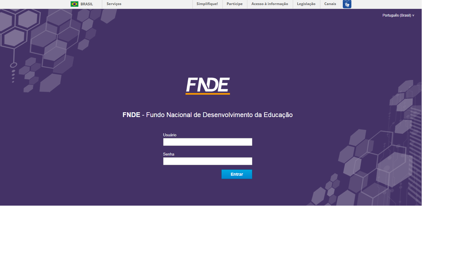 Tela SISDET Autenticação Informações 1