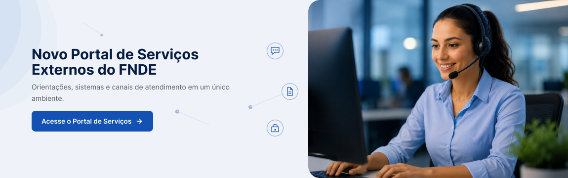 Banner com Link para sistemas de atendimento ao público externo do FNDE