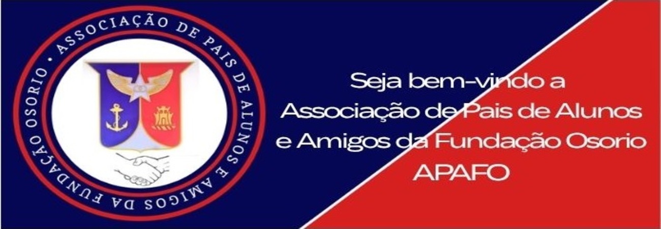 Logo da APAFO com mensagem de boas-vindas da Associação de Pais da Fundação Osorio.
