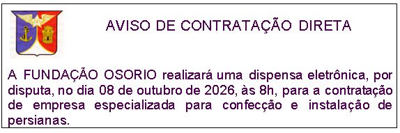Banner de aviso de contratação direta, para a contração de empresa de instalação de persiana