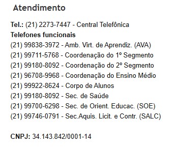 Lista de telefones funcionais da Fundaçao Osorio