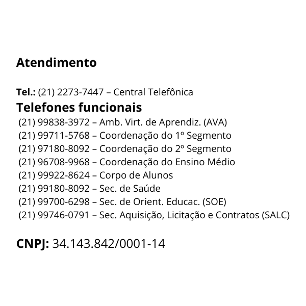 Lista de celulares de atendimento da Fundação Osorio