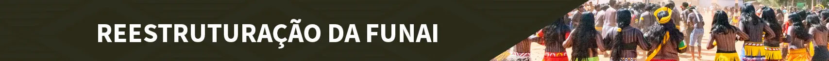 Banner com o texto "Reestruturação da Funai"
