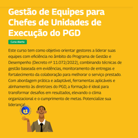 Gestão de Equipes para Chefes de Unidades de Execução do PGD