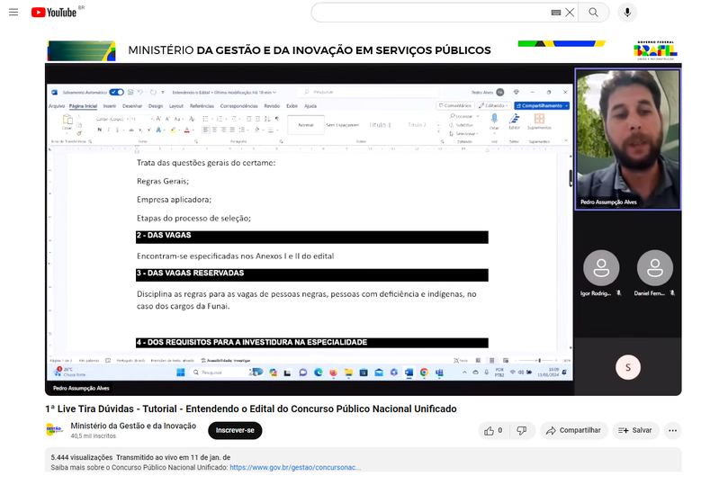 Confira a primeira live Tira-Dúvidas do Concurso Público Nacional Unificado