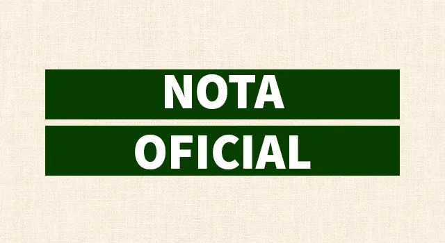 Cartaz escrito nota oficial
