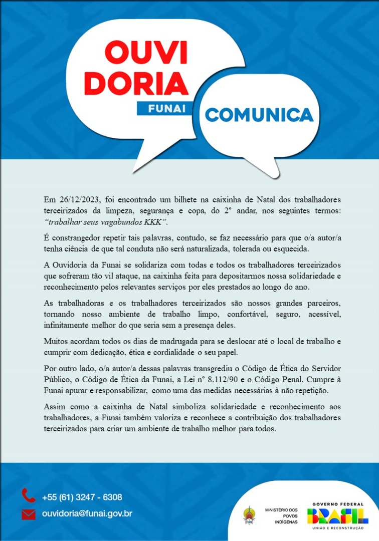 Ouvidoria Comunica - Nota de Solidariedade