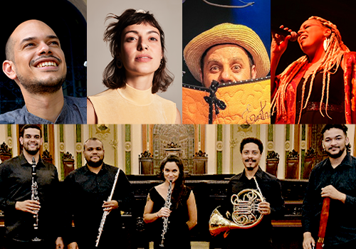 Coposição de imagem: Pedro Cantalice, Cariol Dini, Nil Cesar, Amorina e Quinteto Lorenzo Fernandez