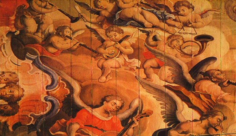 Anjos músicos (detalhe do forro da nave), 1804 Manoel da Costa Athaide Óleo sobre madeira