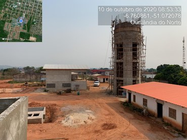 Reservatório Elevado, Reservatório Apoiado, Reservatório de Acumulo de Lodo, Casa de Química e Portaria da construção de Ourilândia do Norte/PA georreferenciadasFoto: Suest/PA