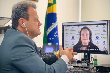 Coronel Giovanne Silva fala durante na abertura do evento virtual de entrega do novo módulo da Plataforma +BrasilFoto: Paulo R. Souza/Funasa