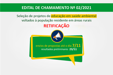 Retificação do edital de chamamento nº 02/2021Foto: Mauro Almeida/Funasa