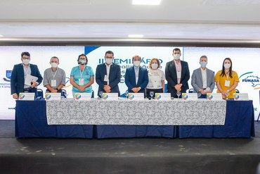Representantes das instituições participantes que compuseram a mesa de aberturaFoto: Suest/PB/Funasa