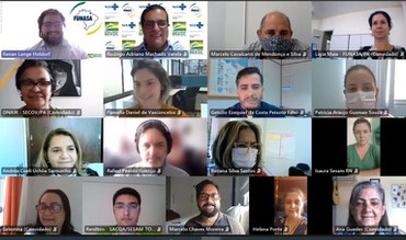 Membros da Presidência e Suests participando da oficina virtualFoto: Copla/Funasa