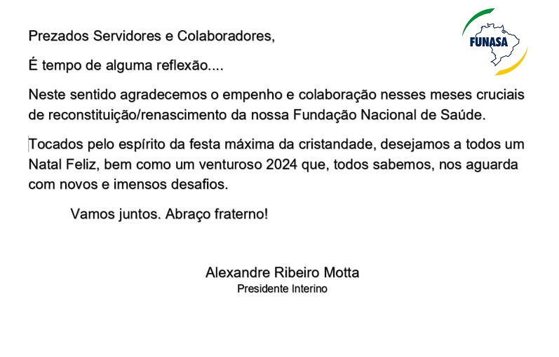 Mensagem do Presidente da Funasa 