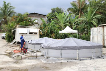 UMTA montada na região de Cambury para tratamento e distribuição de água nas áreas mais afetadas do munícipioFoto: Lucca Decia/Funasa