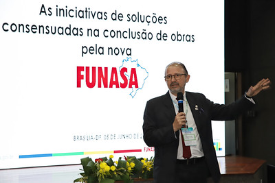 Funasa apresenta as soluções consensuadas para conclusão de obrasNo terceiro dia do X Fórum Nacional das Transferências e Parcerias da União, a Funasa promoveu palestra essencial sobre as “Iniciativas de soluções consensuadas na conclusão de obras pela nova Funasa”. Fotos: Edmar Chaperman/Funasa