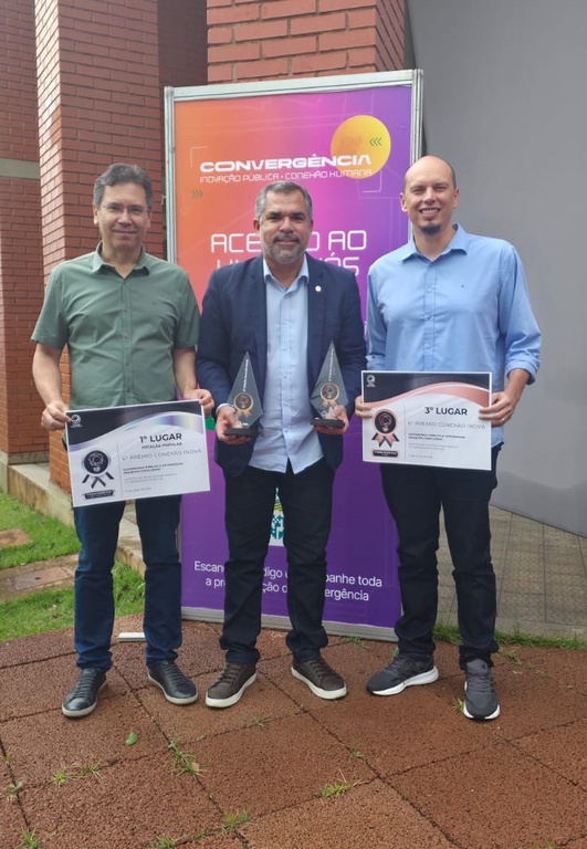 Paulo Sérgio, Augusto César e Danilo celebraram as conquistas da Funasa em Goiânia.jpeg