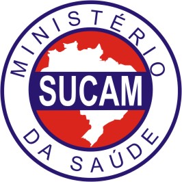 Logotipo circular da SUCAM, Ministério da Saúde, com o mapa do Brasil ao centro.
