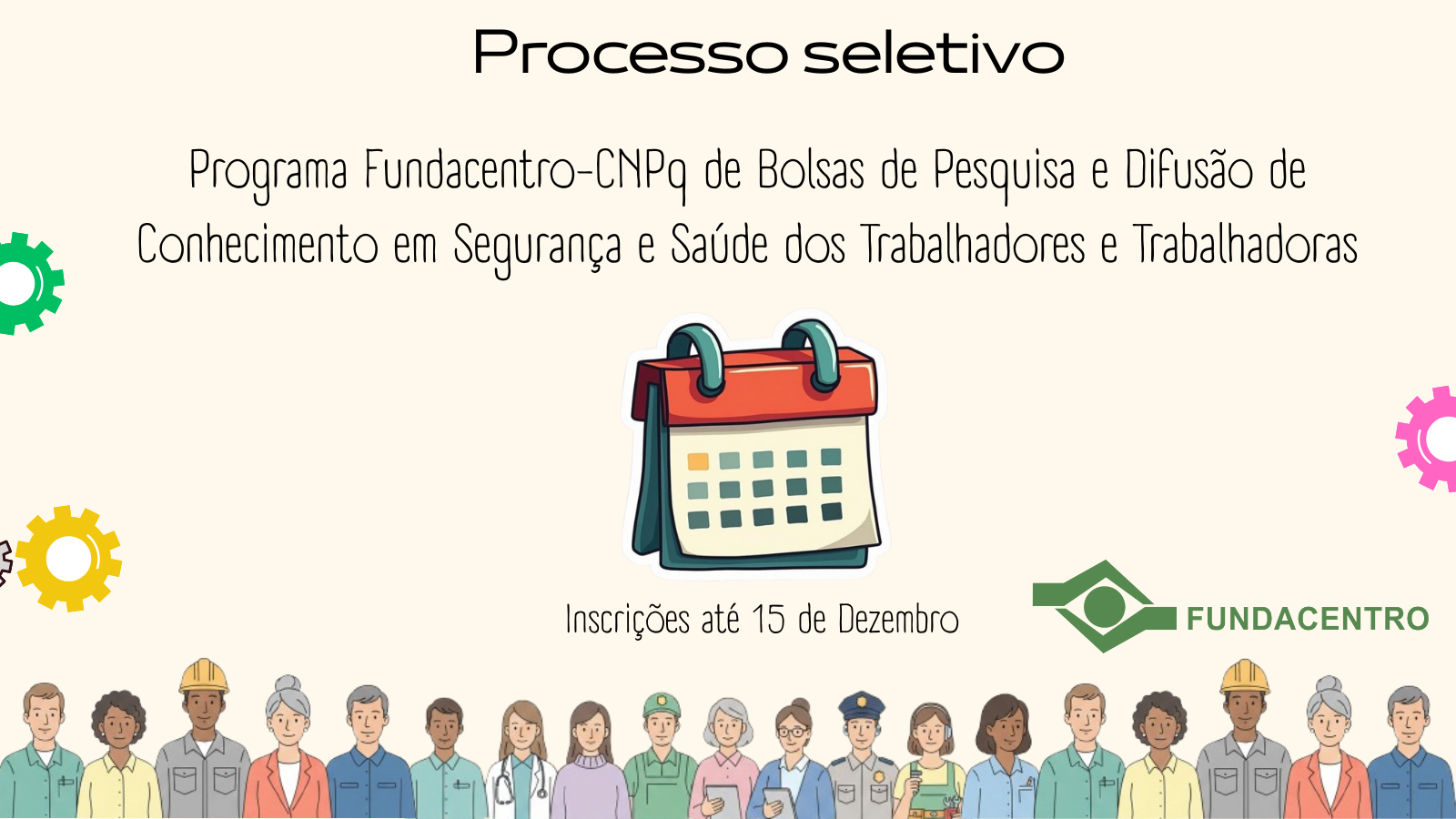 Inscrições estão abertas até 15 de dezembro