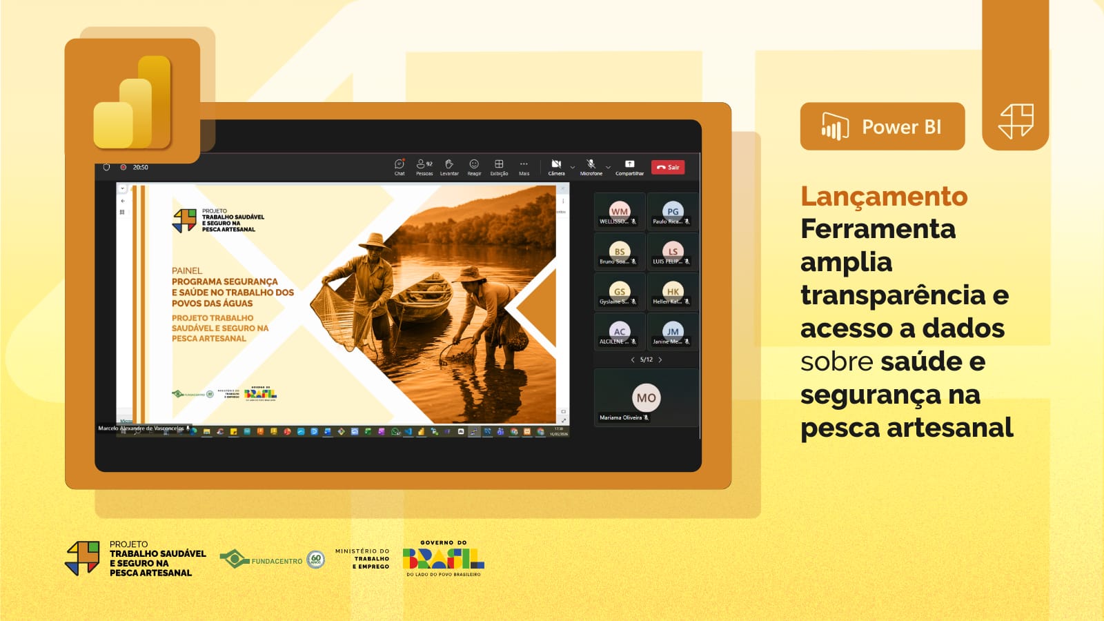 Reunião de lançamento on-line da ferramenta Power BI