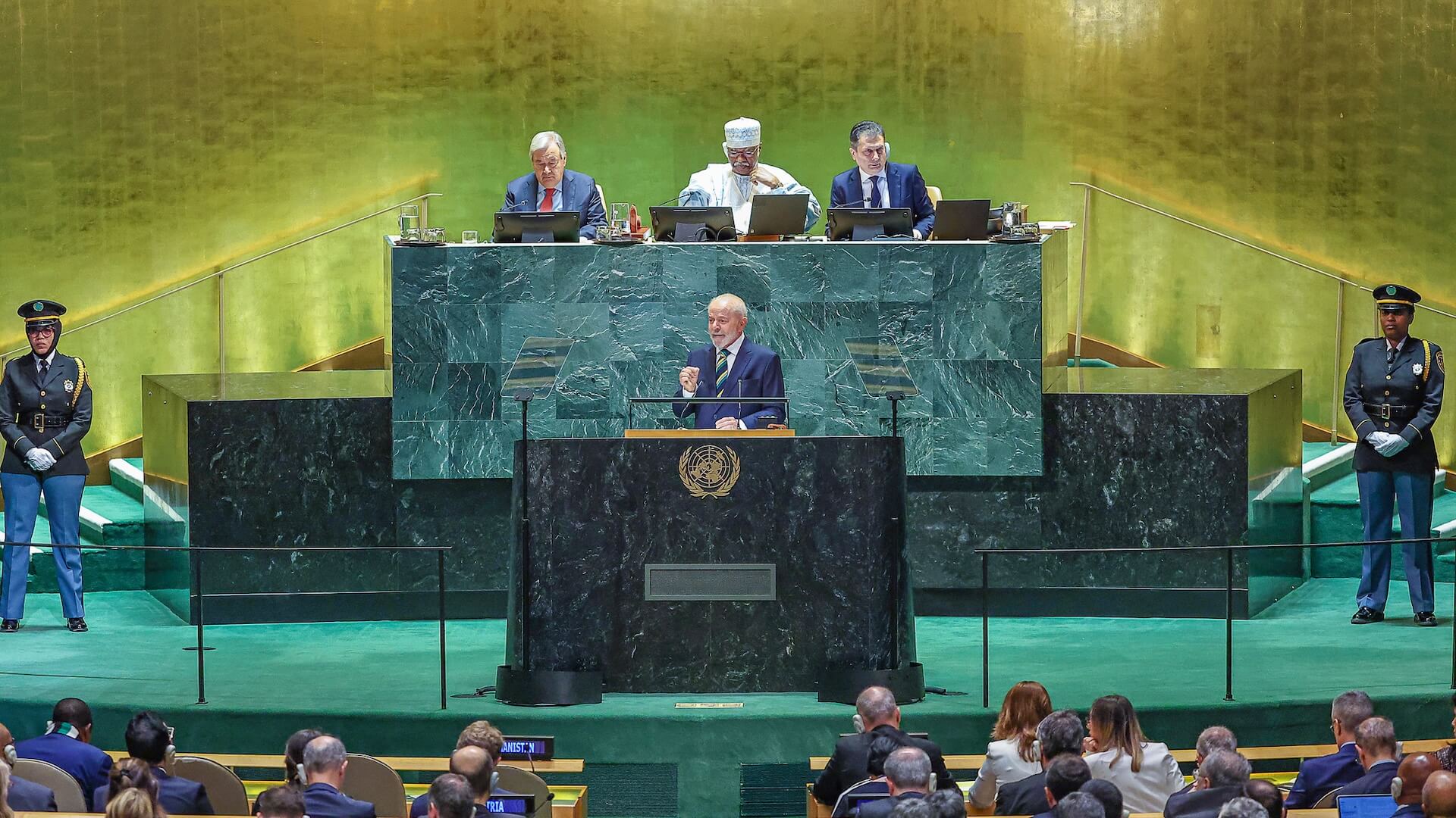President Luiz Inácio Lula da Silva during speeches at the opening of the 79th UN General Assembly. Photo: Ricardo Stuckert/PR