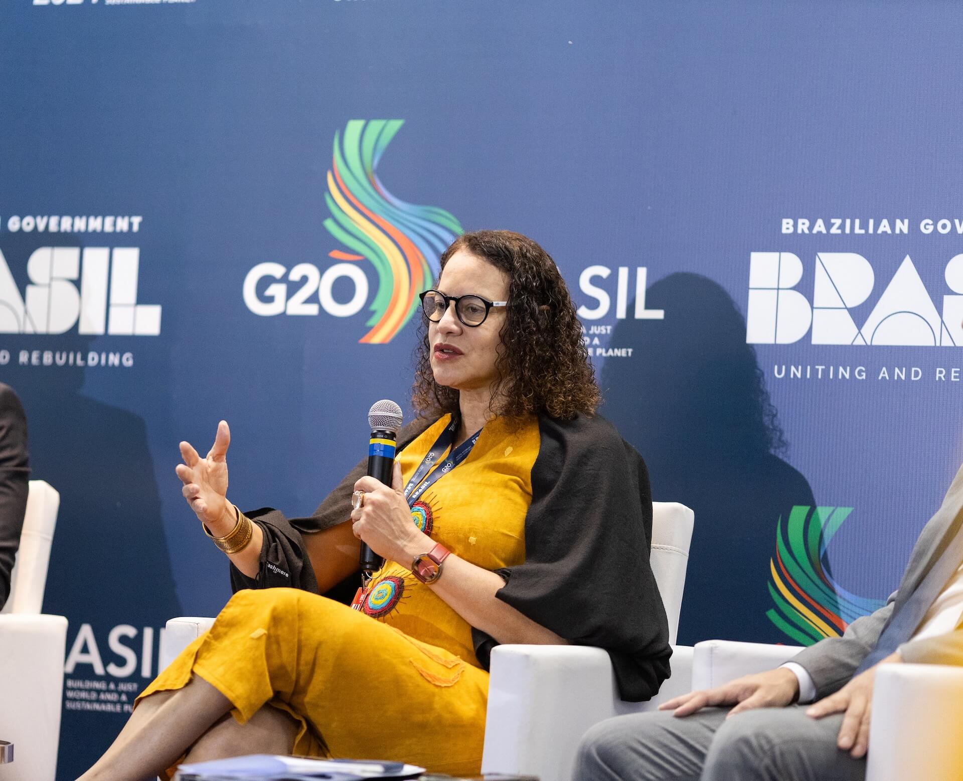 Luciana Santos, ministra da Ciência e Tecnologia, que liderou os debates sobre inteligência artificial Foto: Audiovisual G20 Brasil 