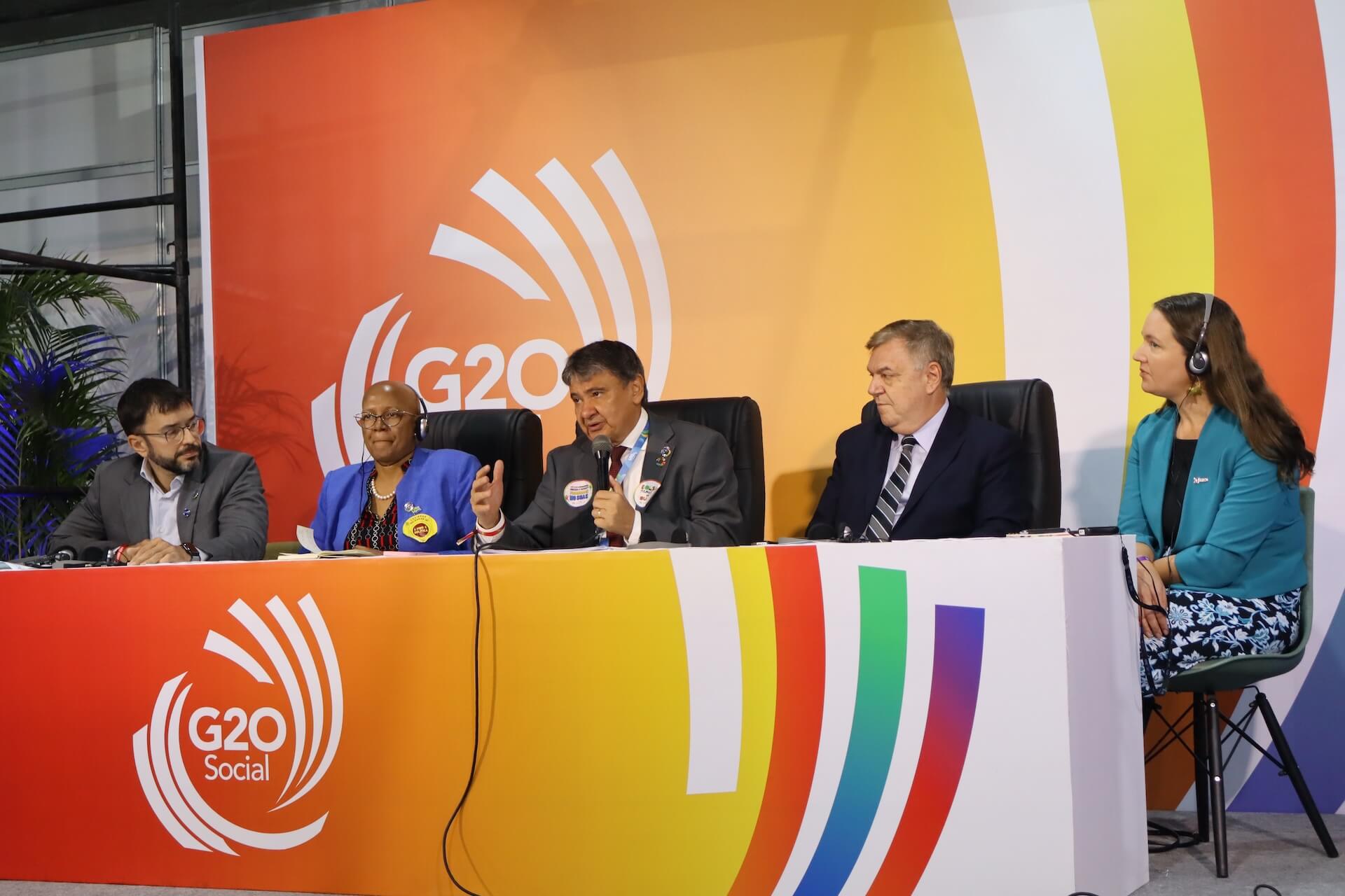 Ministro do Desenvolvimento Social, Wellington Dias, durante a entrevista coletiva sobre as ações da Aliança Global Contra a Fome e a Pobreza com. Foto: Maria Eduarda Galdino