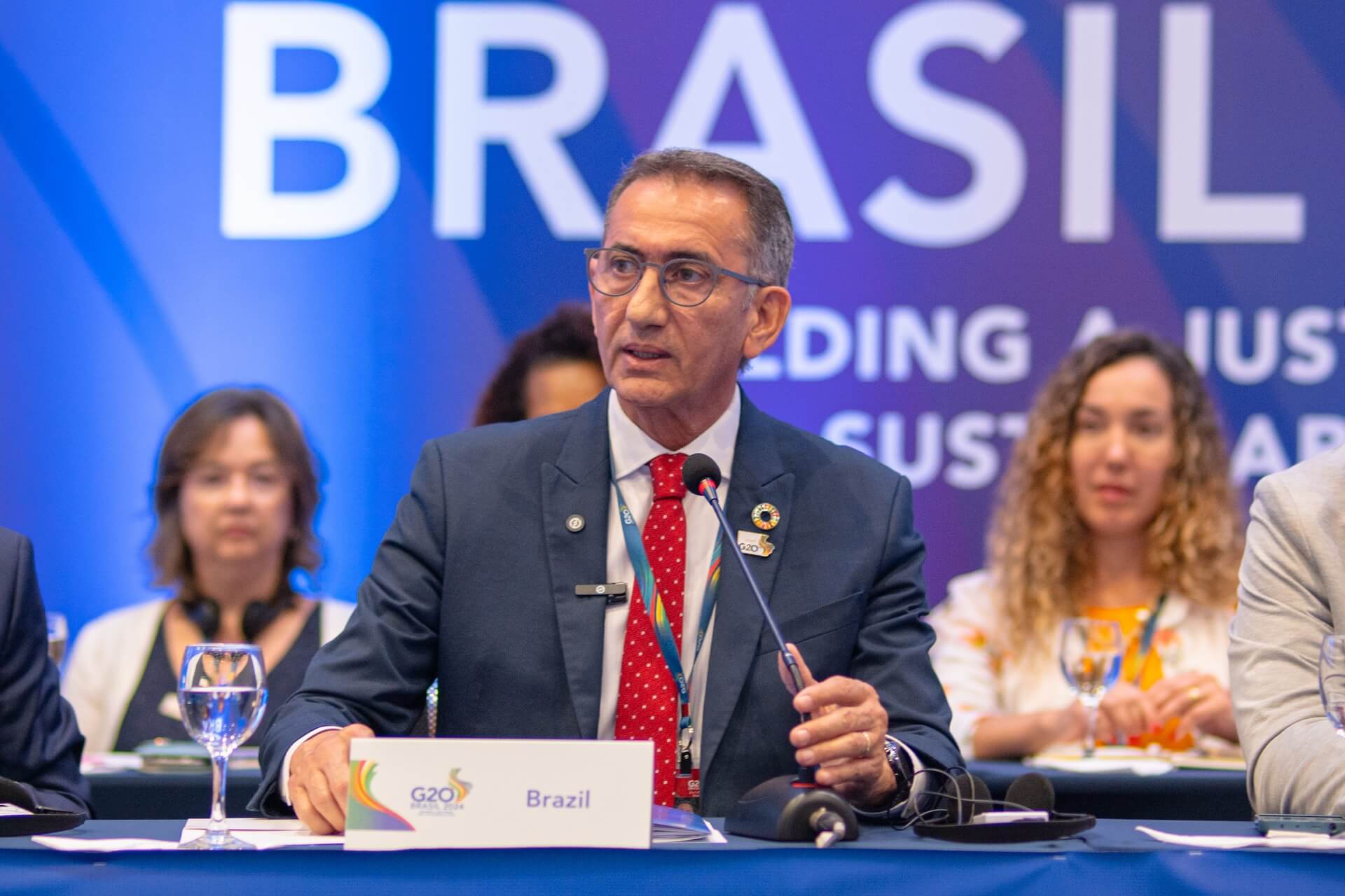 Ministro da Integração e do Desenvolvimento Regional, Waldez Góes, durante a abertura da reunião do GT de Redução do Risco de Desastres. Crédito: Audiovisual G20 Brasil.