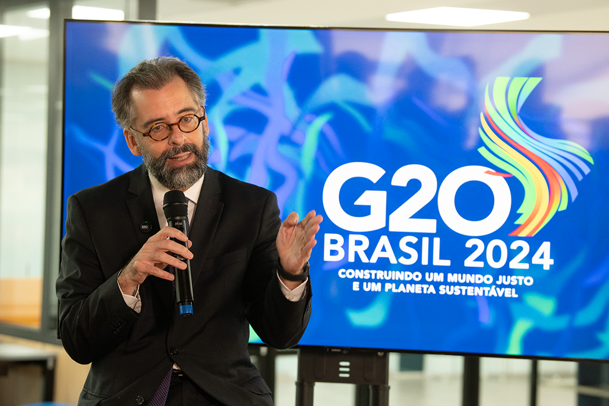 Ambassador Mauricio Lyrio, Brazilian sherpa at the G20, presents progress discussed at the second meeting of emissaries from the forum's member countries | Photo: Audiovisual G20 Brasil