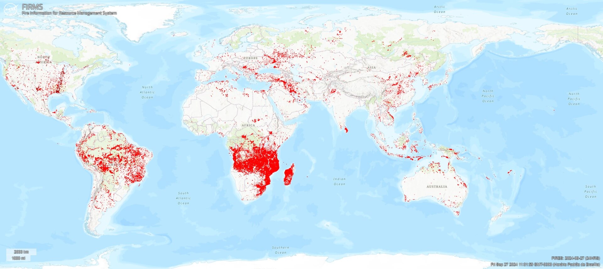 NASA's Fire Information for Resource Management System, September 27, 2024