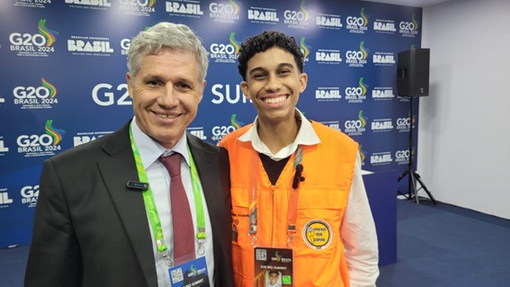 Paulo Teixeira e Vinícius Ribeiro em coletiva de imprensa no G20 Brasil no Rio de Janeiro. Foto: Danielle Ramos
