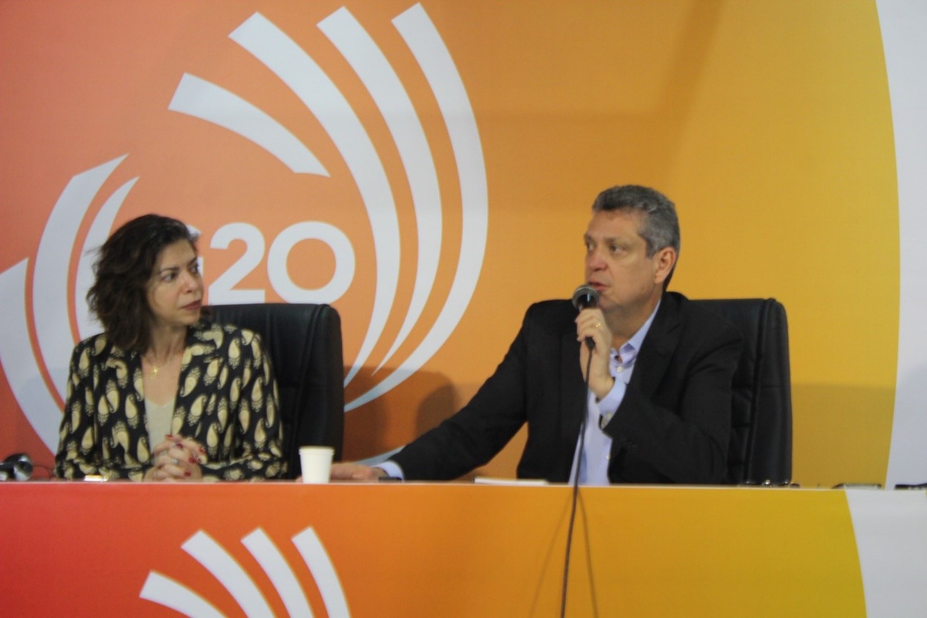 Ministro Márcio Macêdo em coletiva de imprensa no G20 Social. Foto: Vinícius Ribeiro/Imprensa Jovem 