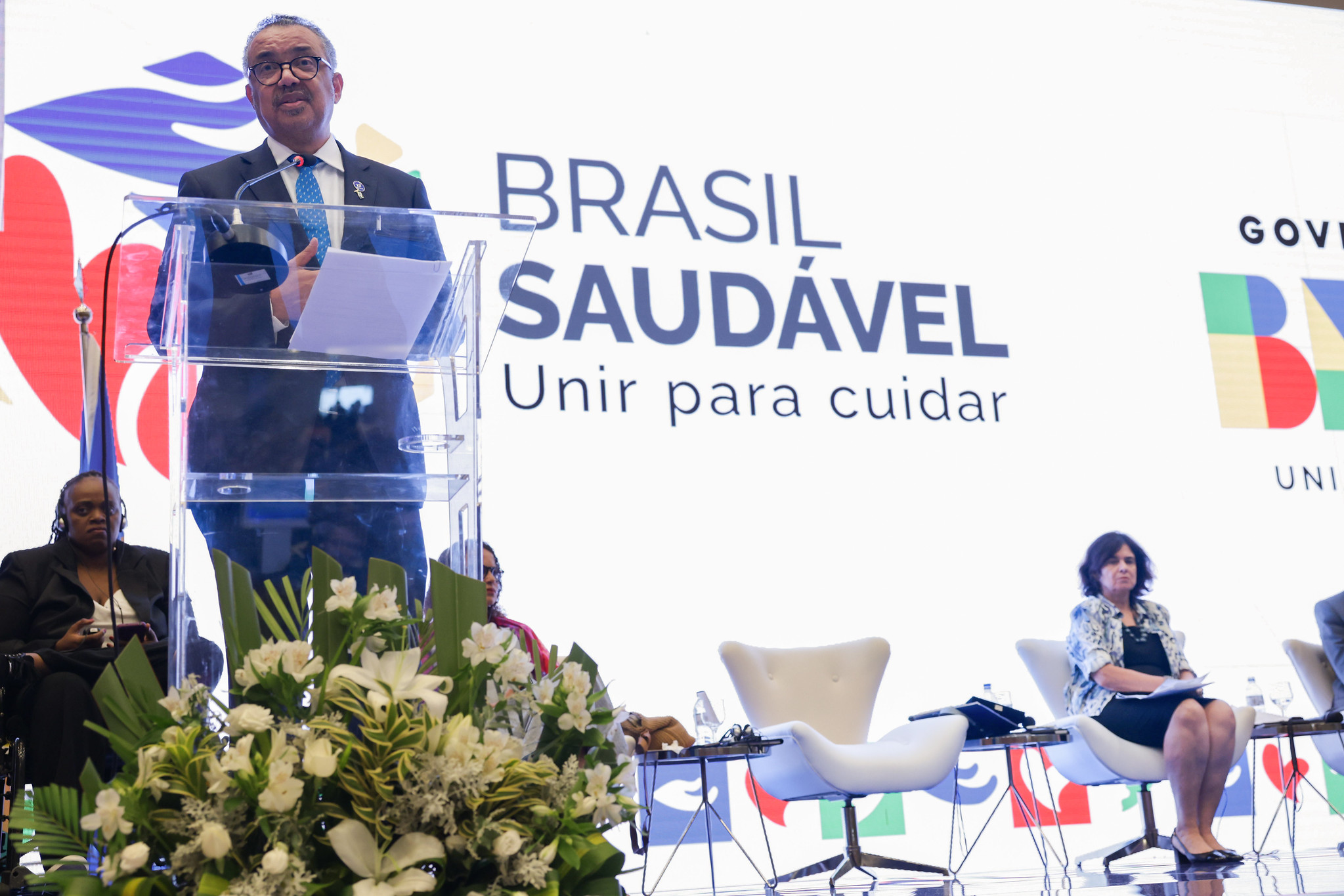 Tedros Adhanom, diretor-geral da OMS, durante a solenidade de lançamento do Programa Nacional para Eliminação de Doenças Determinadas Socialmente do Ministério da Saúde do Brasil | Foto: Walterson Rosa/Ministério da Saúde